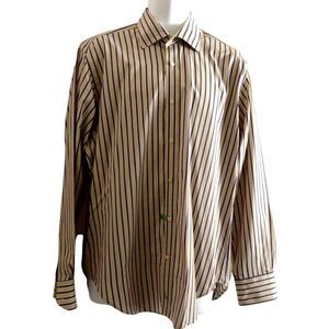 Tailorbyrd Shirt Men's Large Flip Cuff Pink Blue Green Stripe Business Casual